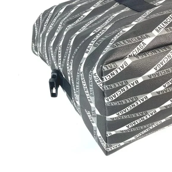 BALENCIAGA 532810 Logo Shoulder Bag Travel Bag Duffle Bag gray/Black - Picture 8 of 13